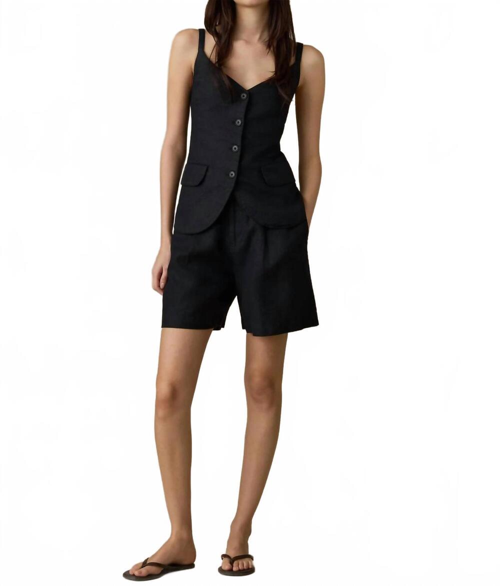 NEW FAHERTY sun strider linen pleated short in black